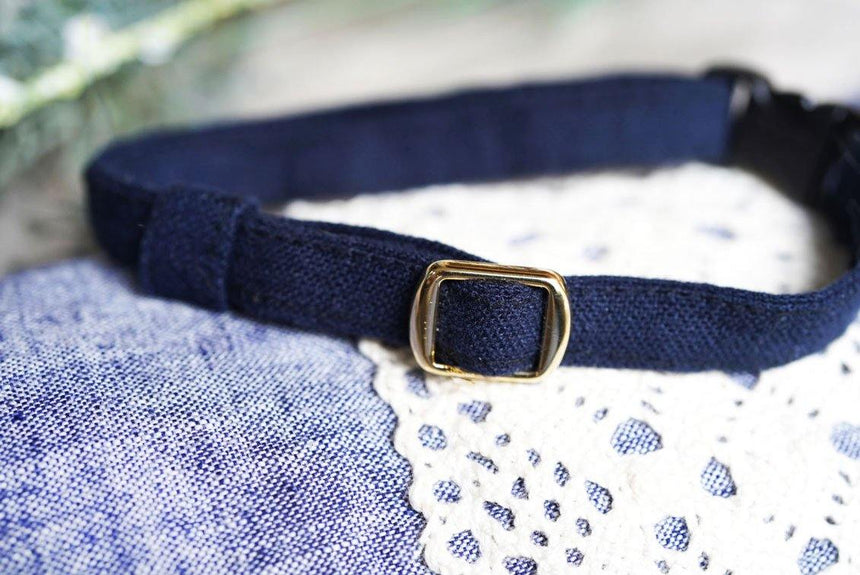 リネンネイビーの首輪トップ画像