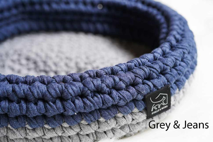 手編みベッド - グレー&ジーンズ - Giselle & Momo