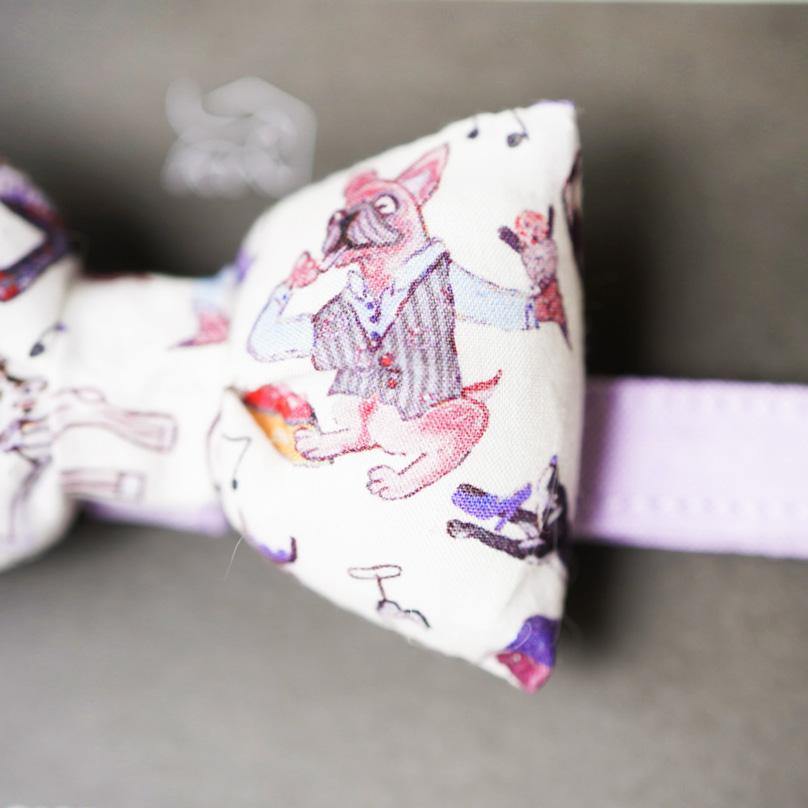 リボン -リバティの犬柄 パープル - Giselle & Momo