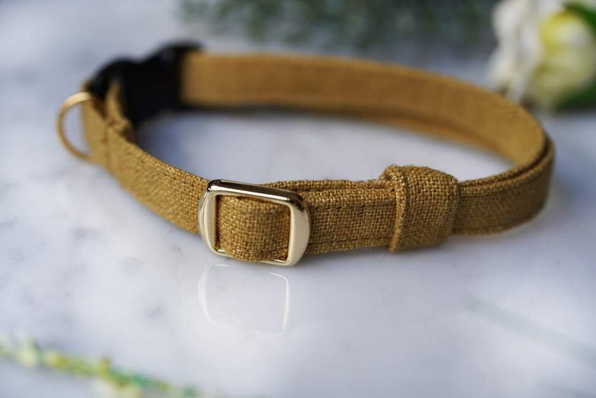 リネンの首輪マスタード