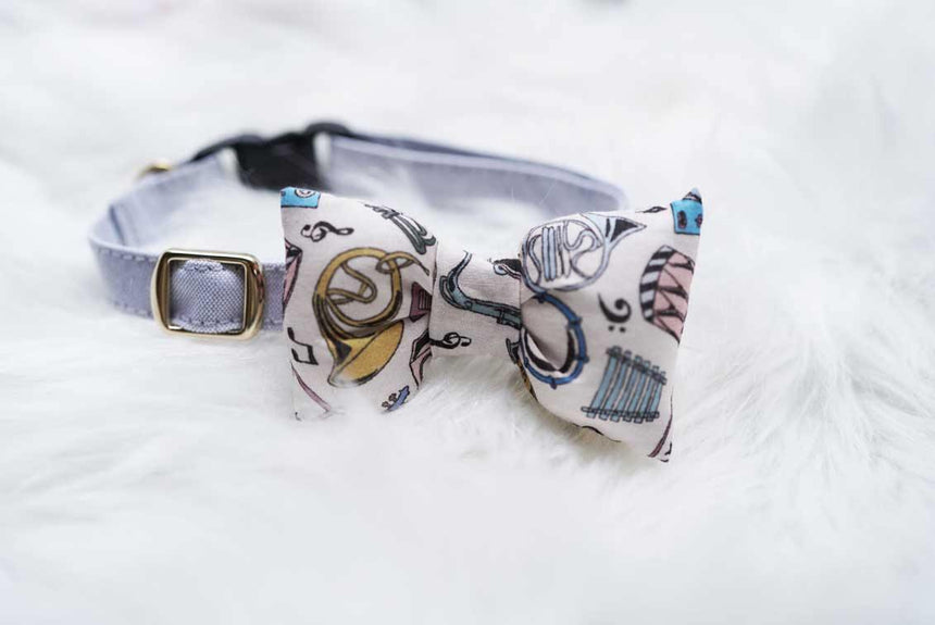 cat collar music textile