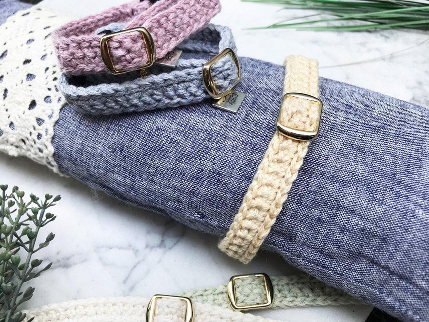 ピュアオーガニックコットンの手編み首輪 -レモン - Giselle & Momo