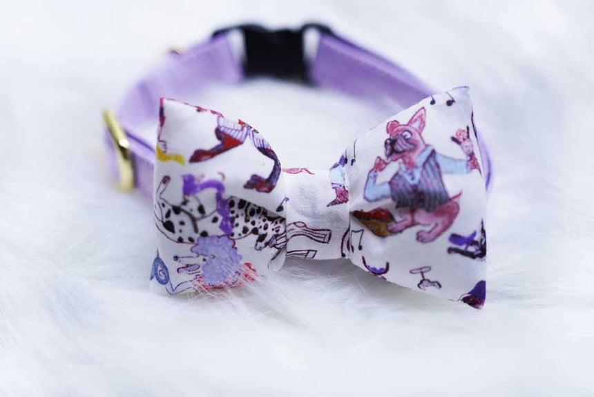 animal ribbon collar purple